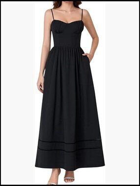 Corset Maxi Dress with Pockets Smocked A-Line Wedding Guest Beach